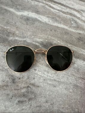 Ray-Ban Gold Frame Sunglasses with Black Lenses
